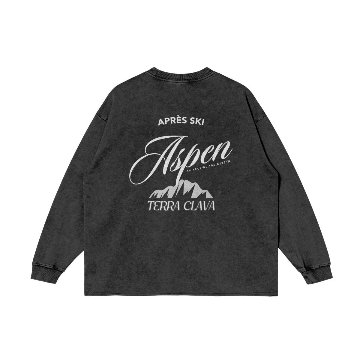 Aspen Vintage Raw Hem Long Sleeve Tee - Faded Black
