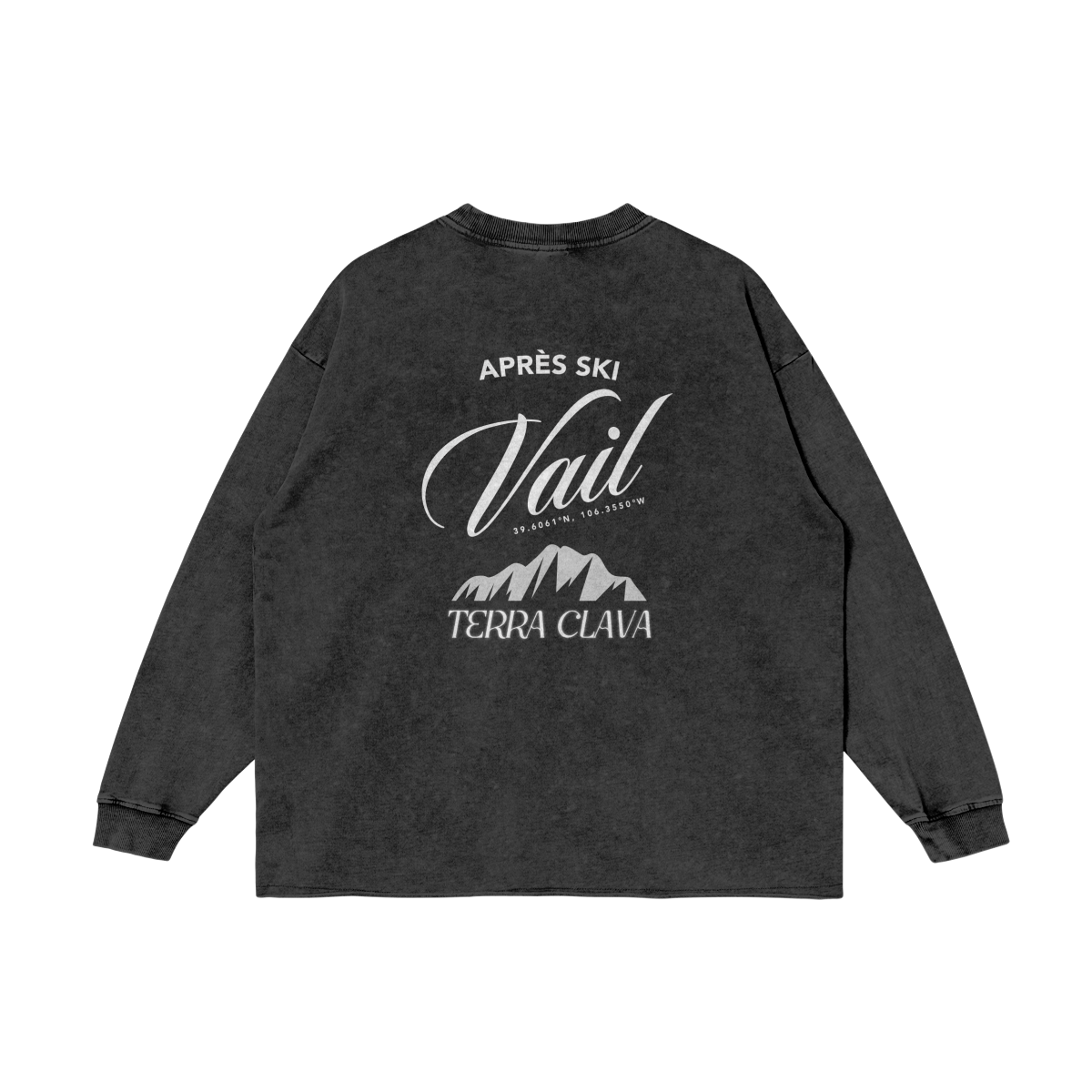 Vail Vintage Raw Hem Long Sleeve Tee - Faded Black