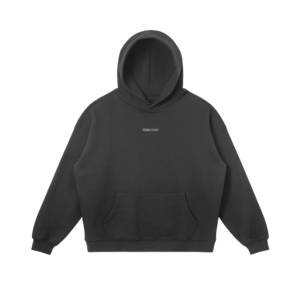 Alma – Black Embroidered Snap Collar Hoodie – Terra Clava