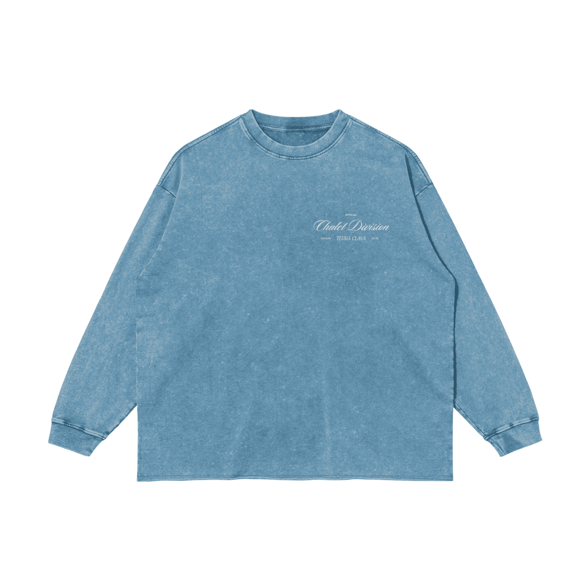 Aspen Vintage Raw Hem Long Sleeve Tee - Dusty Blue