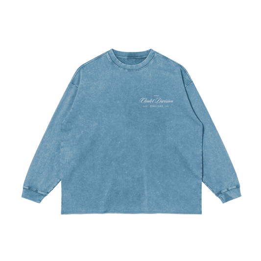 Aspen Vintage Raw Hem Long Sleeve Tee - Dusty Blue