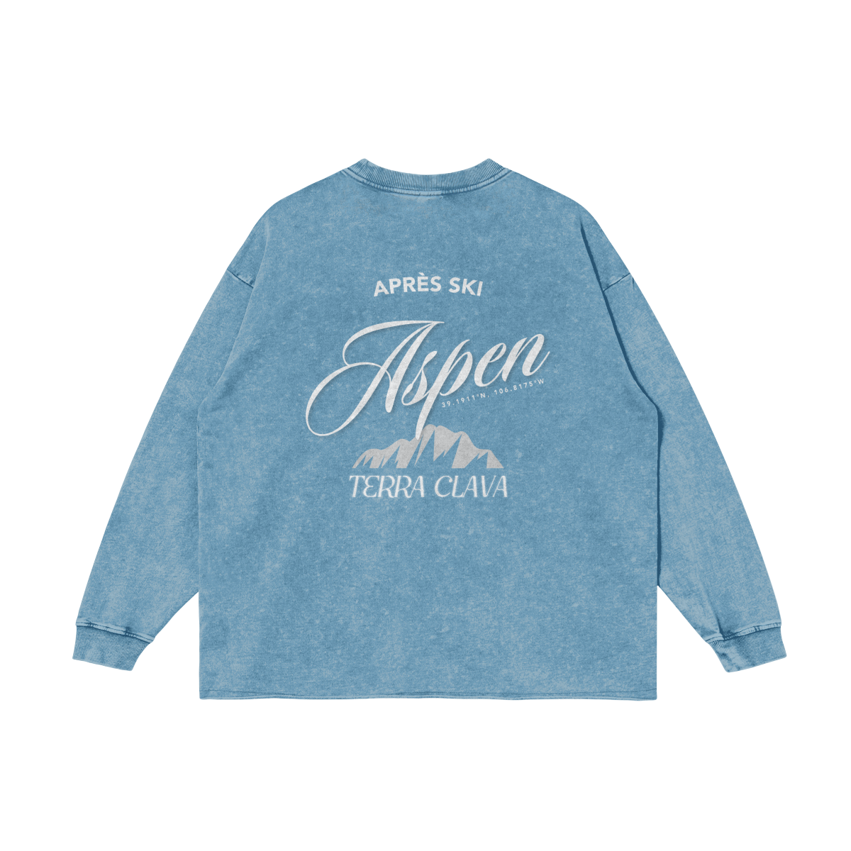 Aspen Vintage Raw Hem Long Sleeve Tee - Dusty Blue