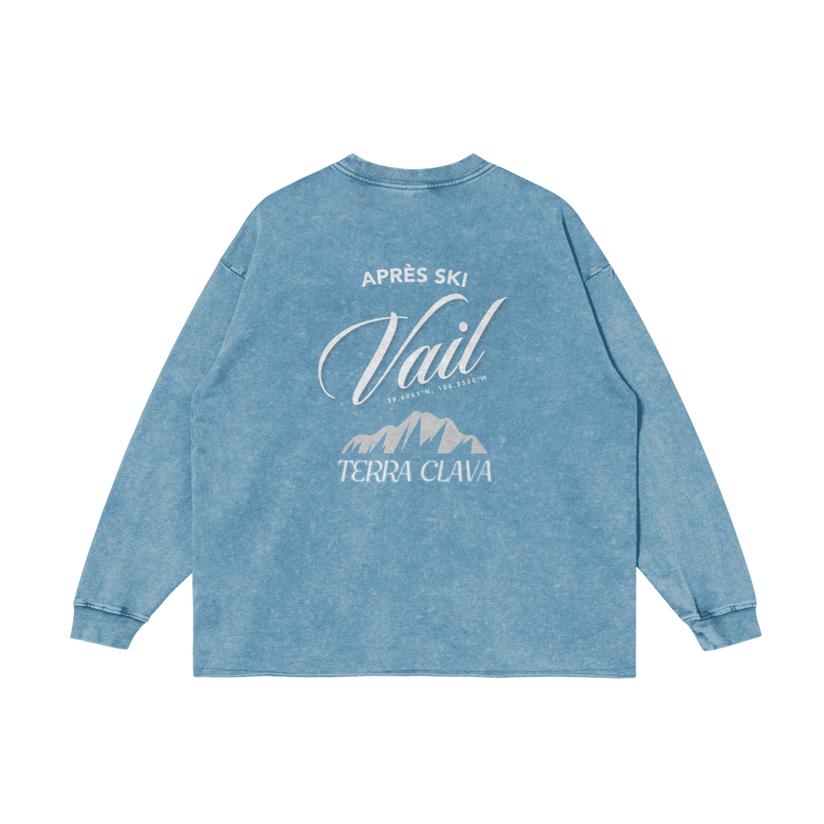 Vail Vintage Raw Hem Long Sleeve Tee - Dusty Blue